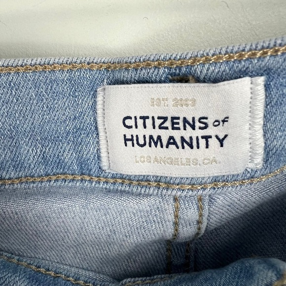 Citizens of Humanity Lyra Wide Leg High Rise Light Wash Raw Hem Jeans 31 Cropped - Picture 3 of 10
